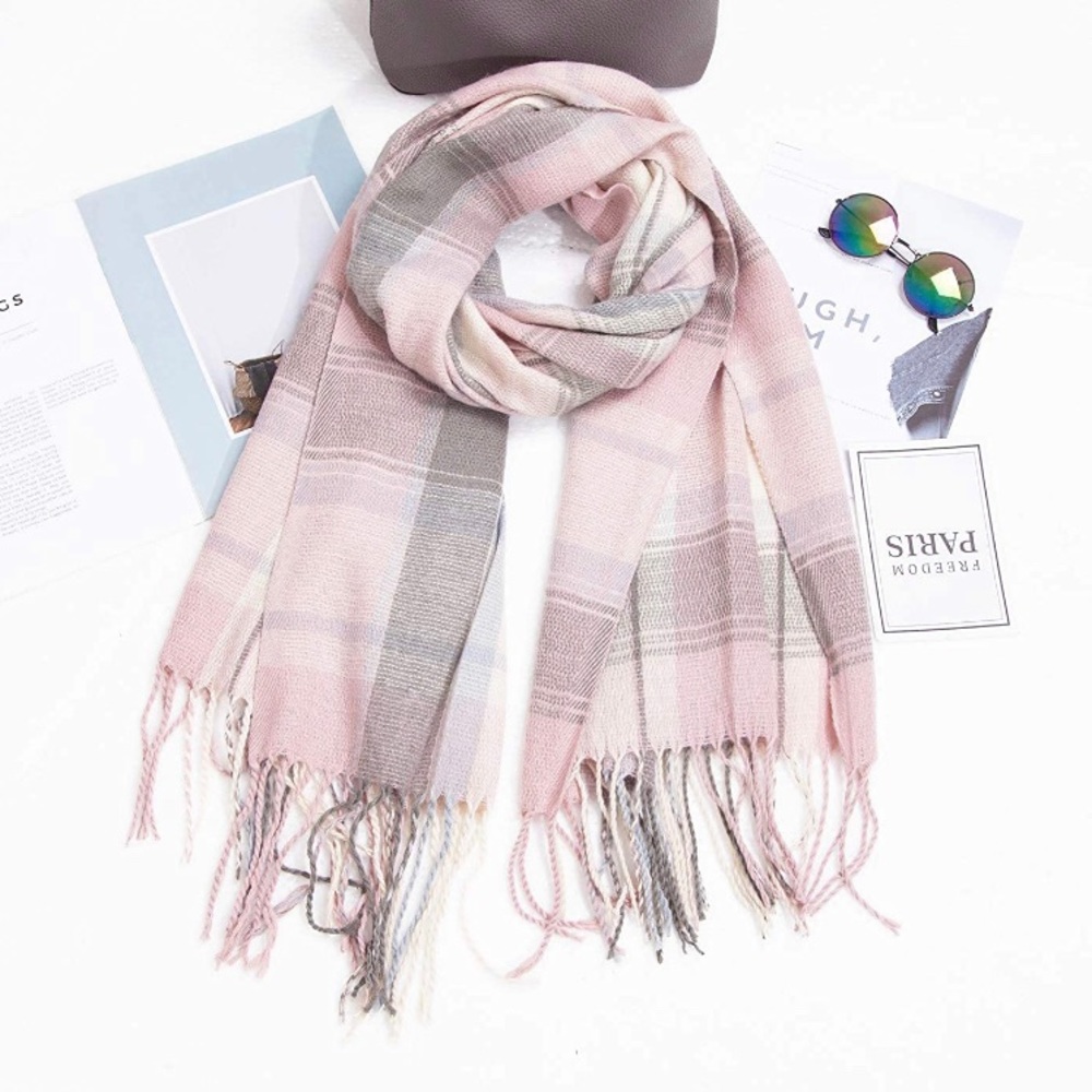 Light Pink and Grey Scarf
